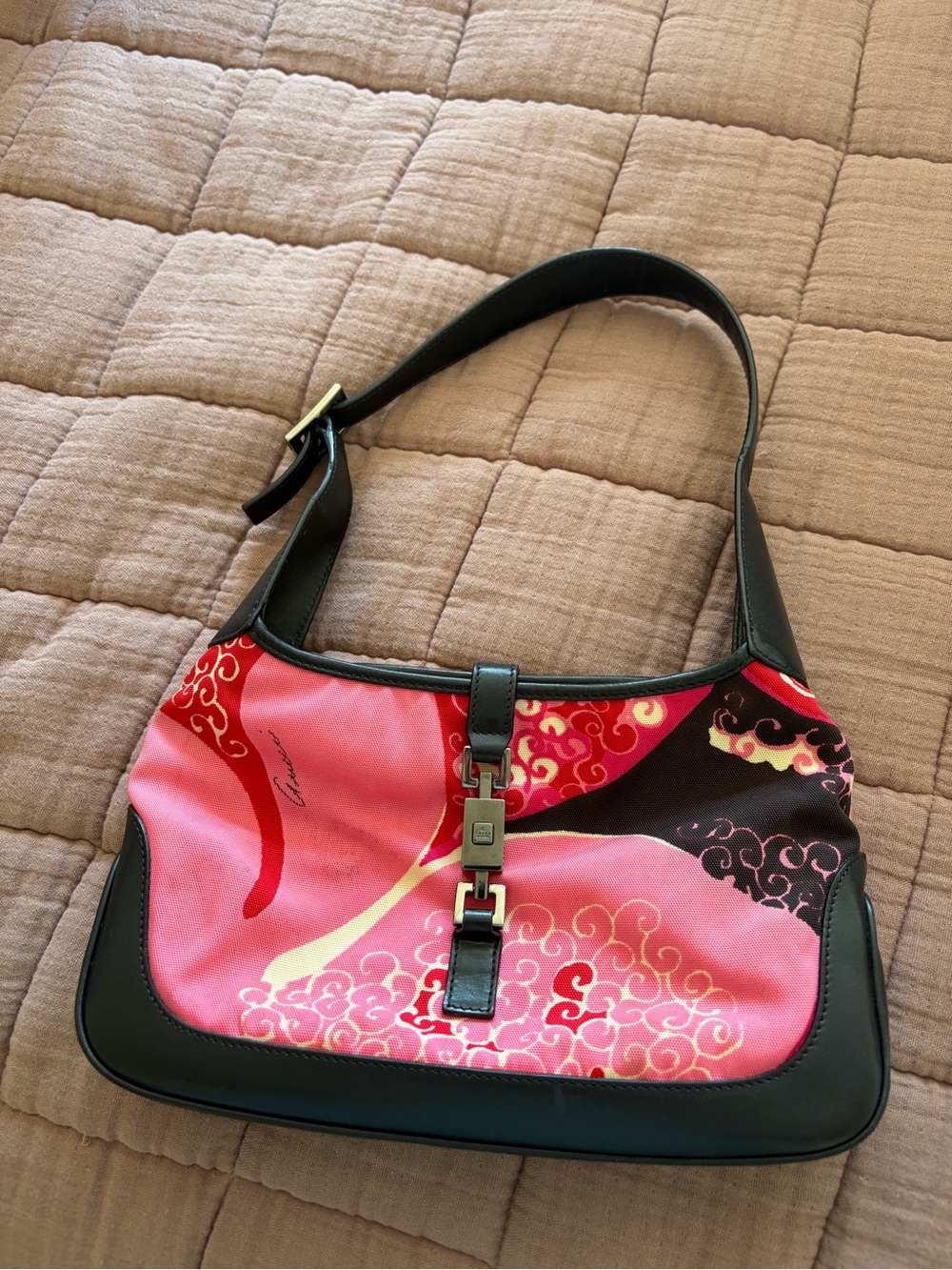 Gucci Tom Ford Pink Jackie Bag with Black Trim